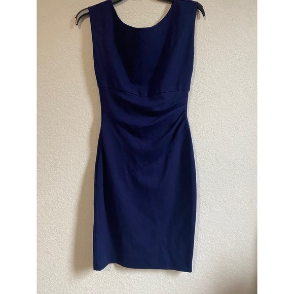 Diane von Furstenberg Jori Ruched Sheath Navy Blue Office Siren Feminine Dress 4 - Picture 2 of 14
